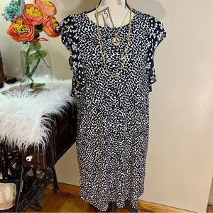 Michael Kors Women M Dress Ruffle Butterfly Sleeves Heart Dots Black in like new